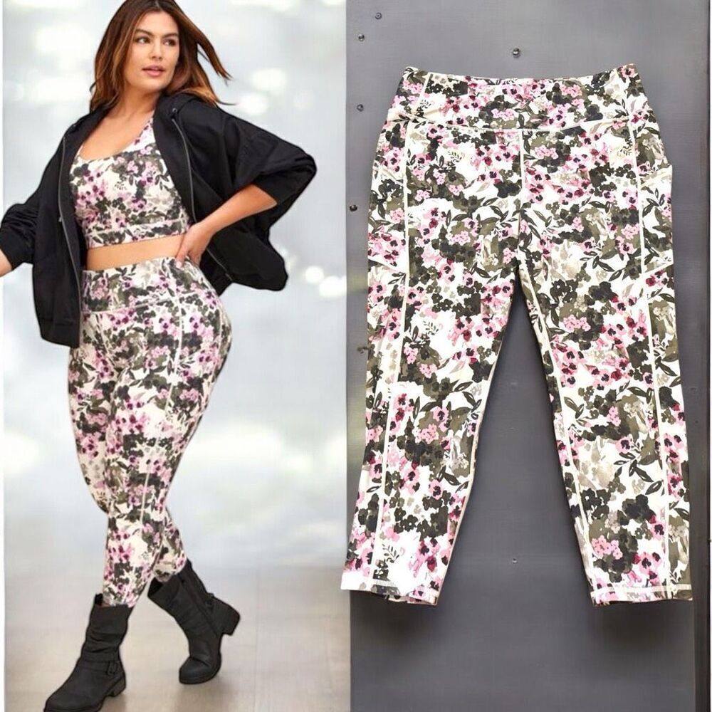Torrid Ditsy Floral Performance Core Crop Active Legging Size 3 3XL - Picture 3 of 12